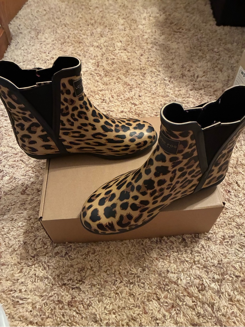 London Fog Leopard Chelsea Rain Boots - Tan & Black